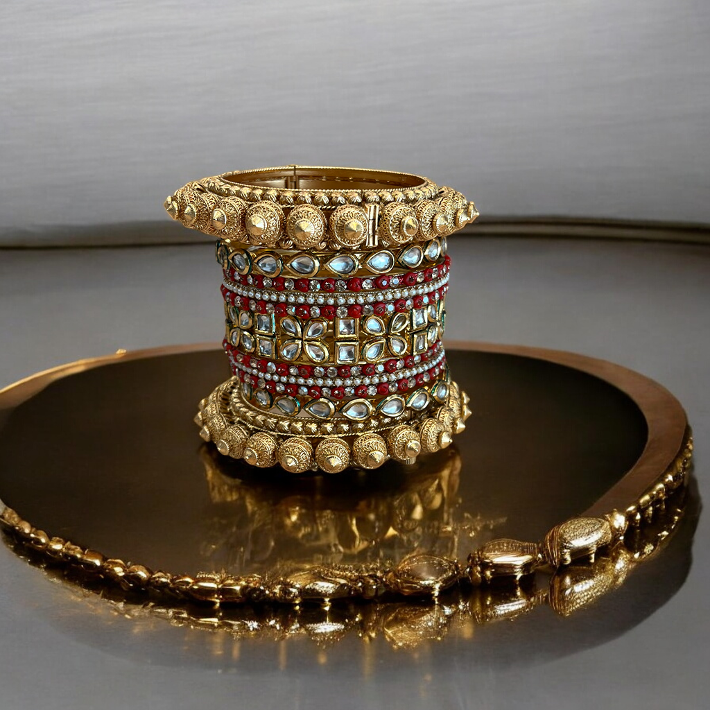 Garnisha Rajwadi Kundan Bangles Set