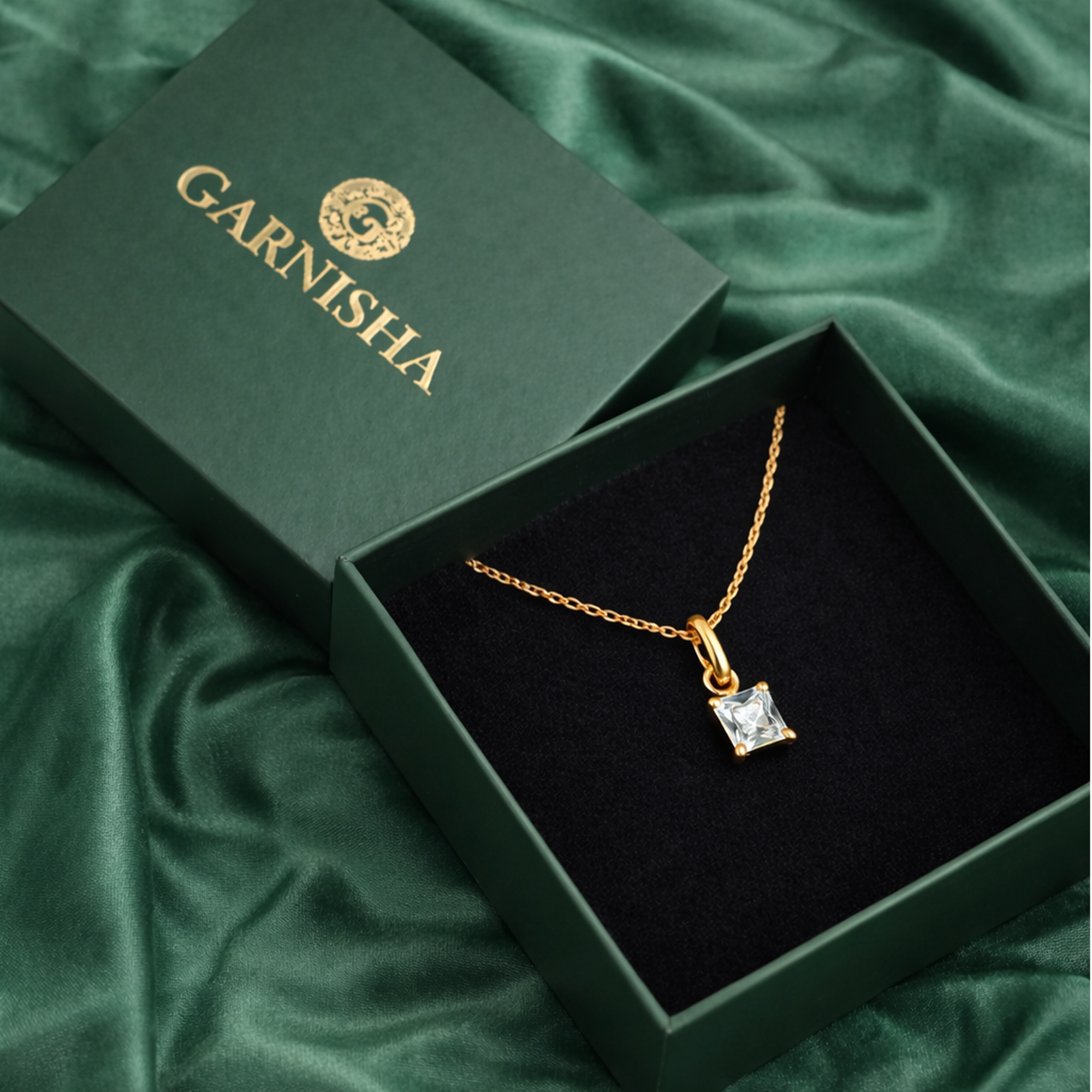 Princess Cut Chain Pendant Set