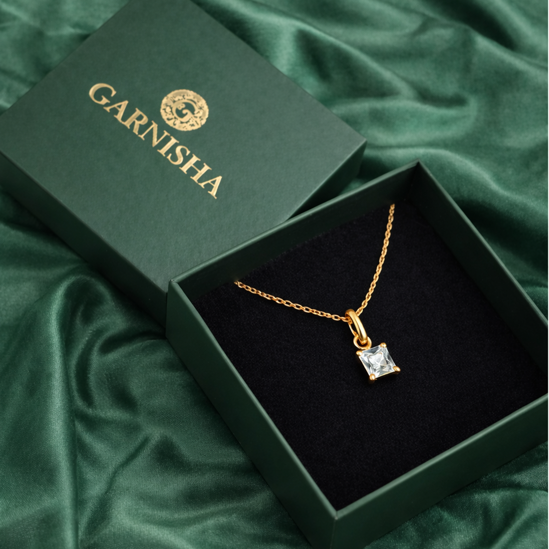 Princess Cut Chain Pendant Set