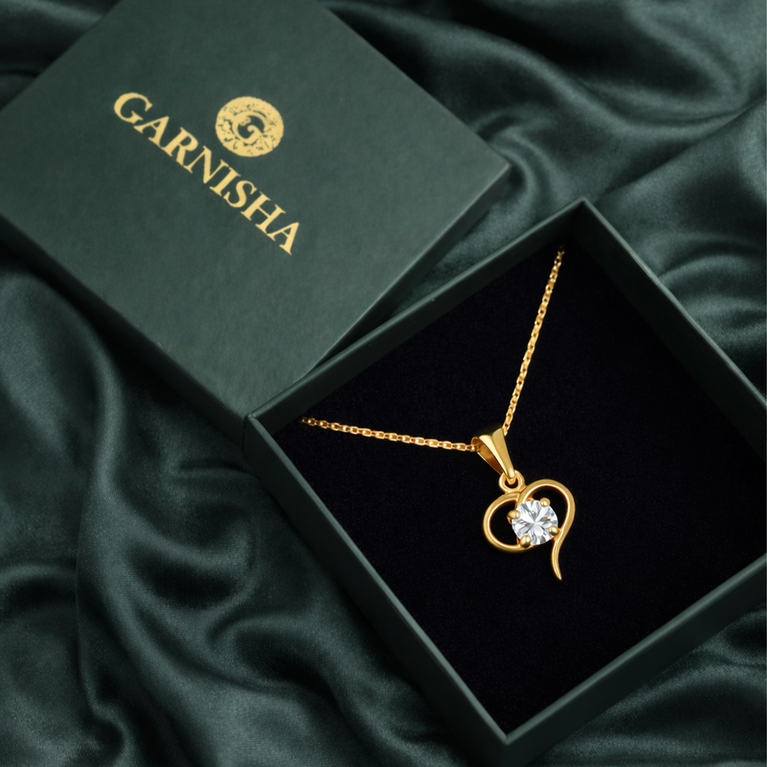 Half Heart Drop Chain Pendant Set