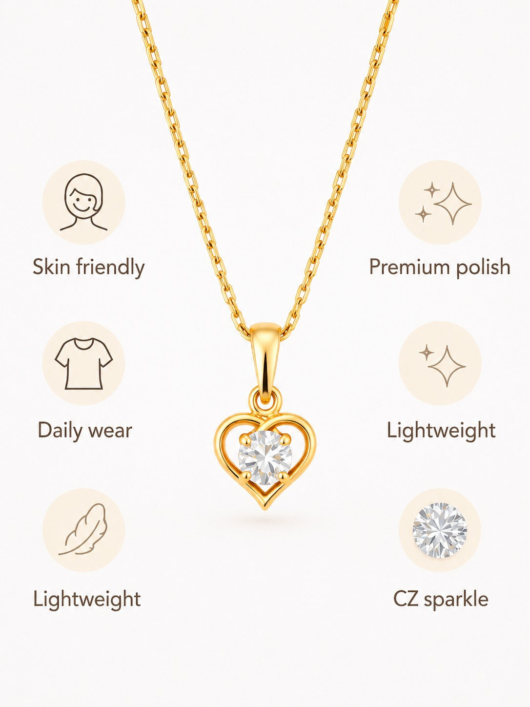 Heart Shape Chain Pendant Set