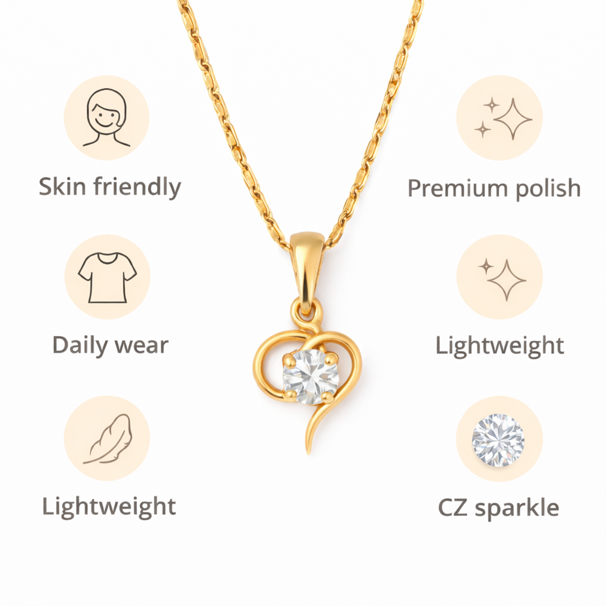 Half Heart Drop Chain Pendant Set