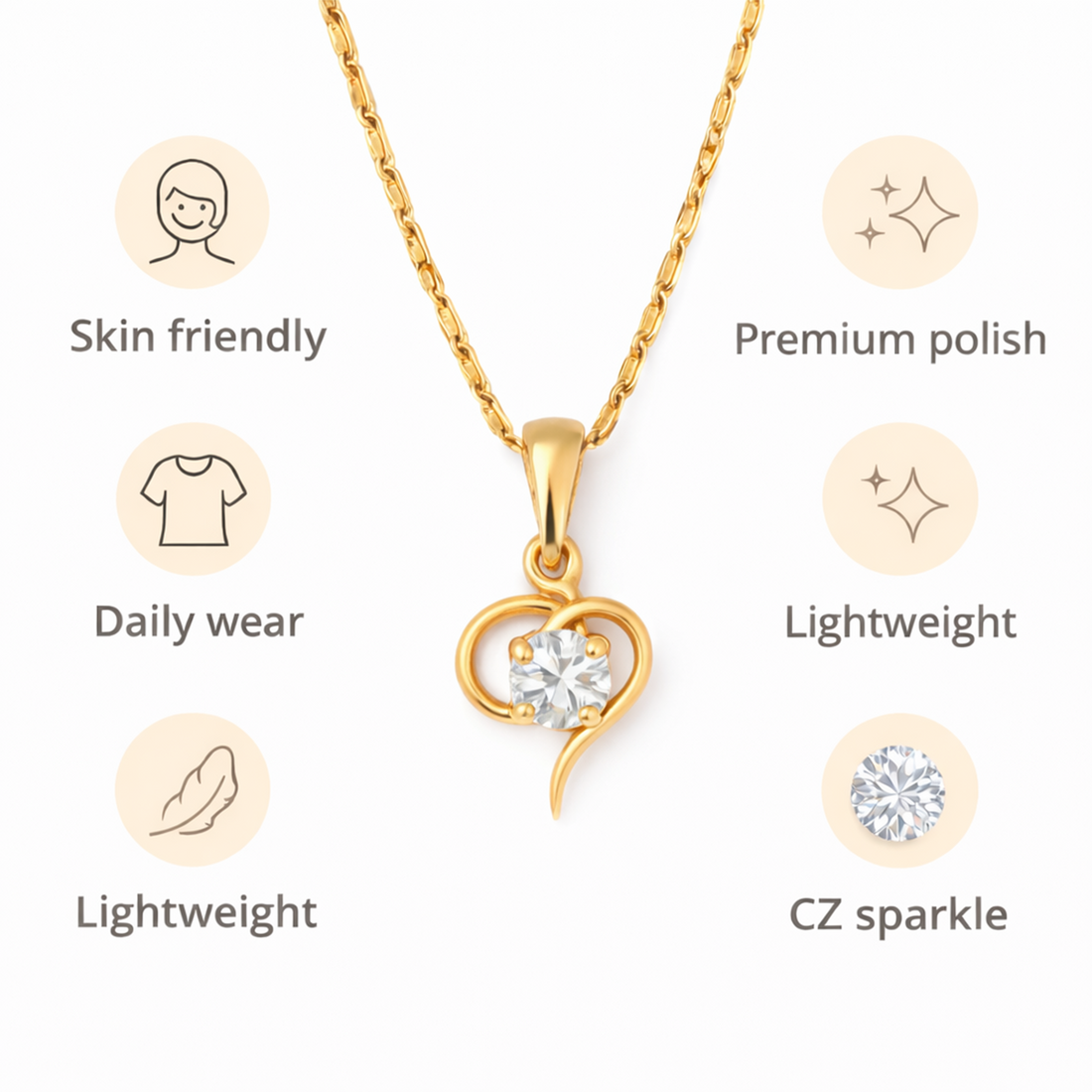 Half Heart Drop Chain Pendant Set