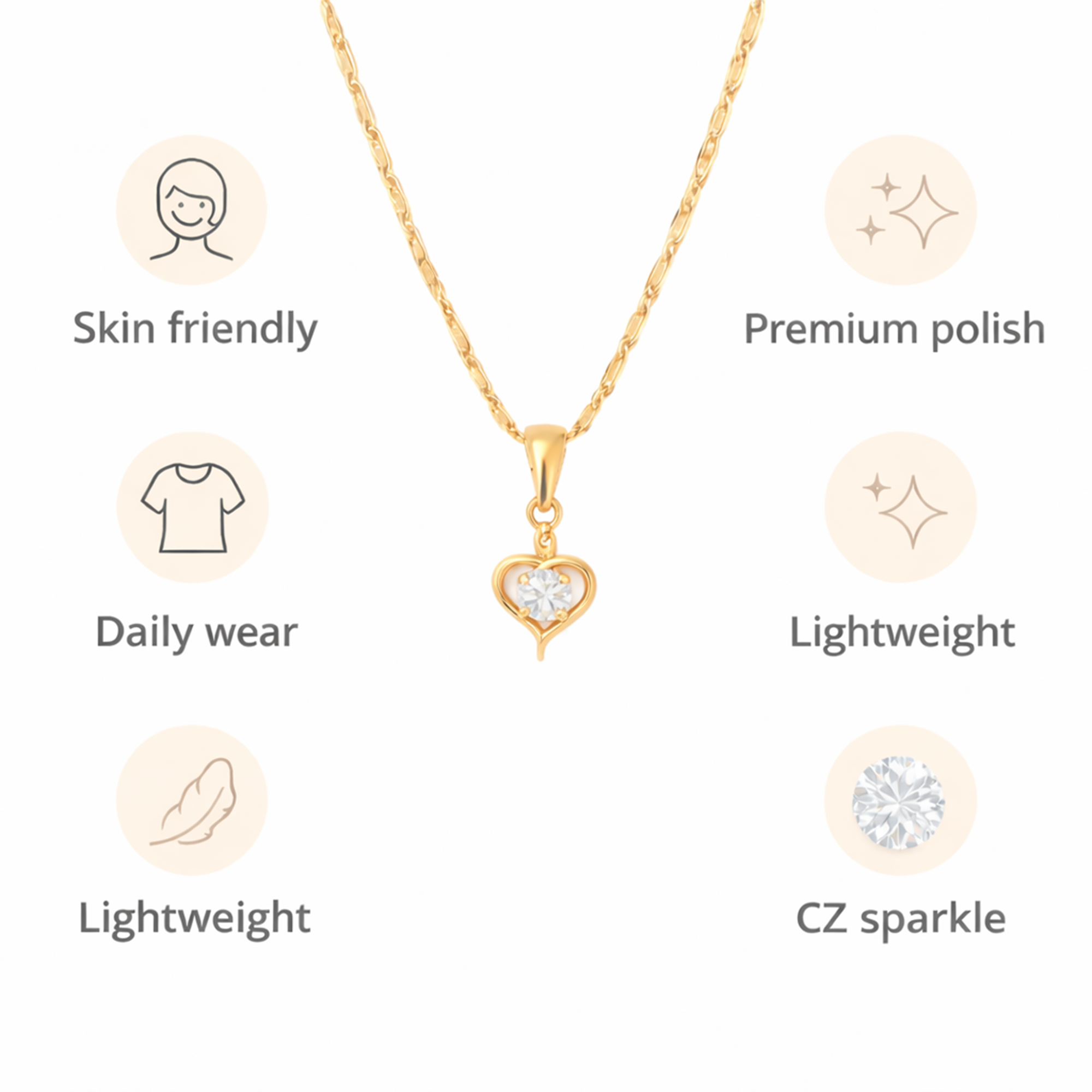 Sharp Heart Chain Pendant Set