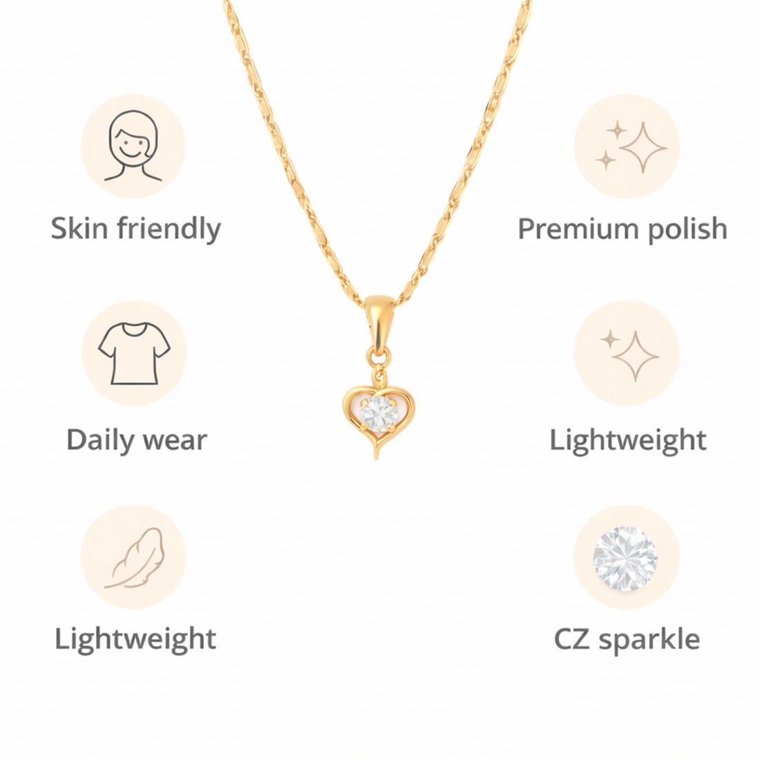 Sharp Heart Chain Pendant Set