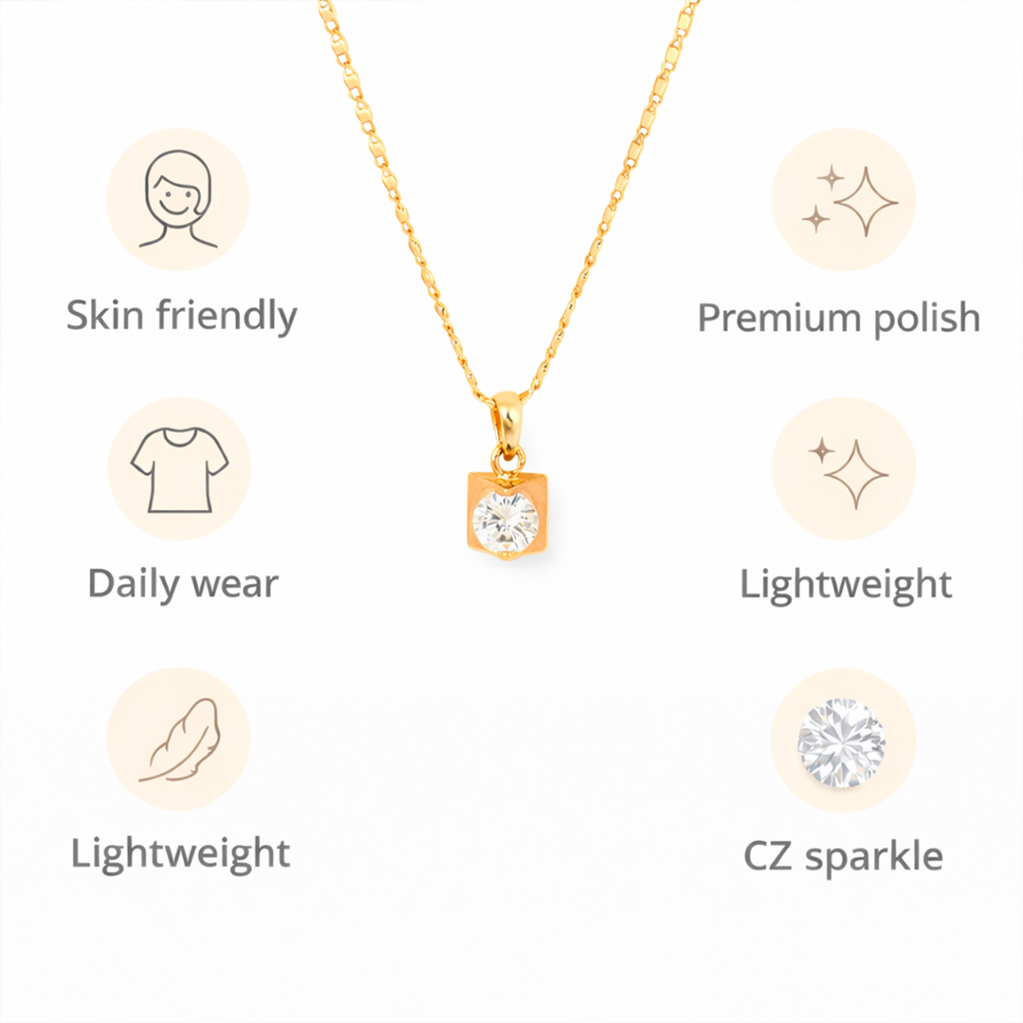 Square Pyramid Drop Chain Pendant Set