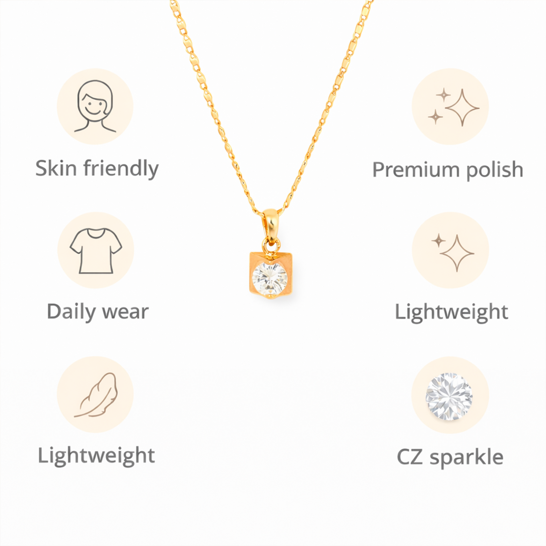 Square Pyramid Drop Chain Pendant Set