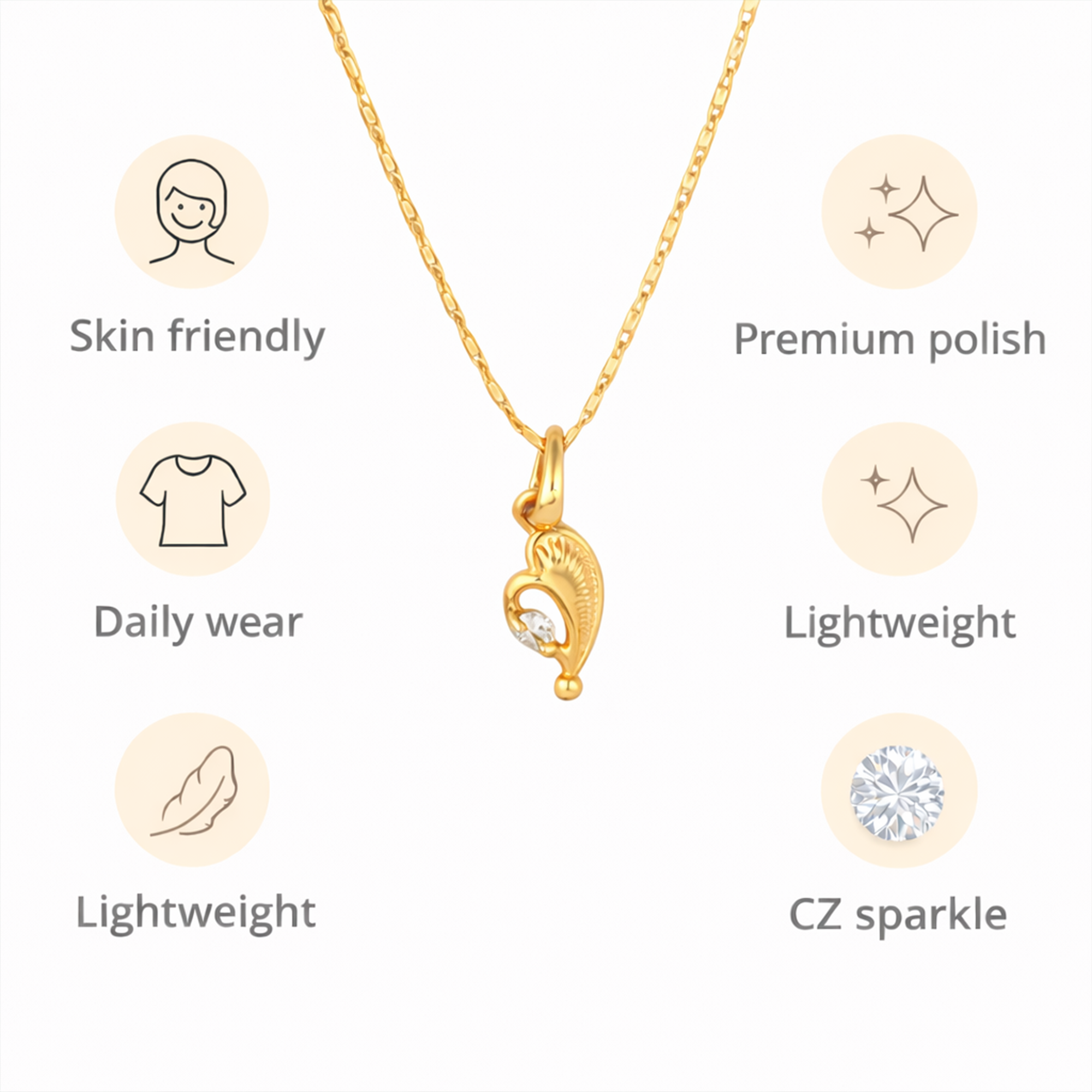 Leaf Heart Chain Pendant Set
