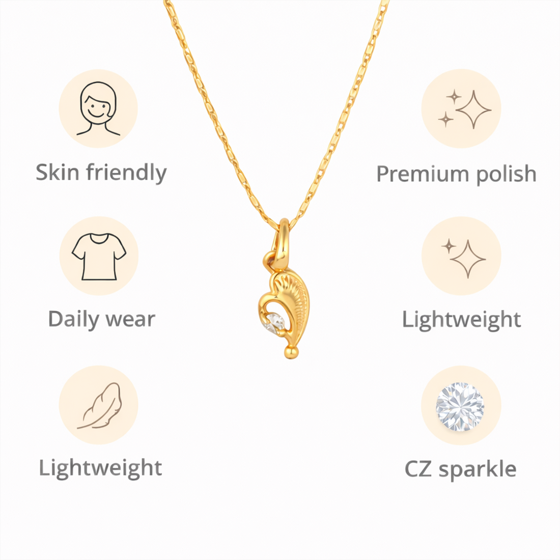 Leaf Heart Chain Pendant Set