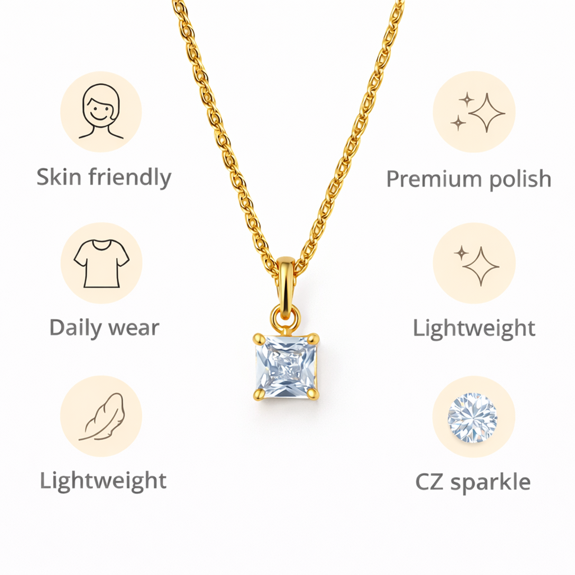 Princess Cut Chain Pendant Set