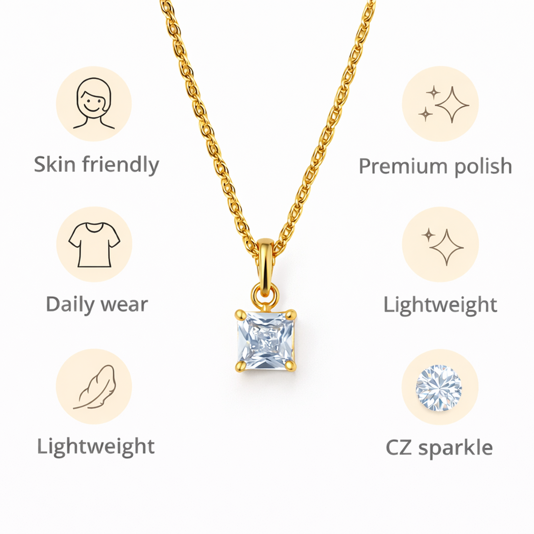 Princess Cut Chain Pendant Set