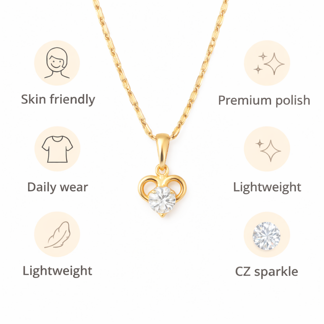 Heart Drop Chain Pendant Set