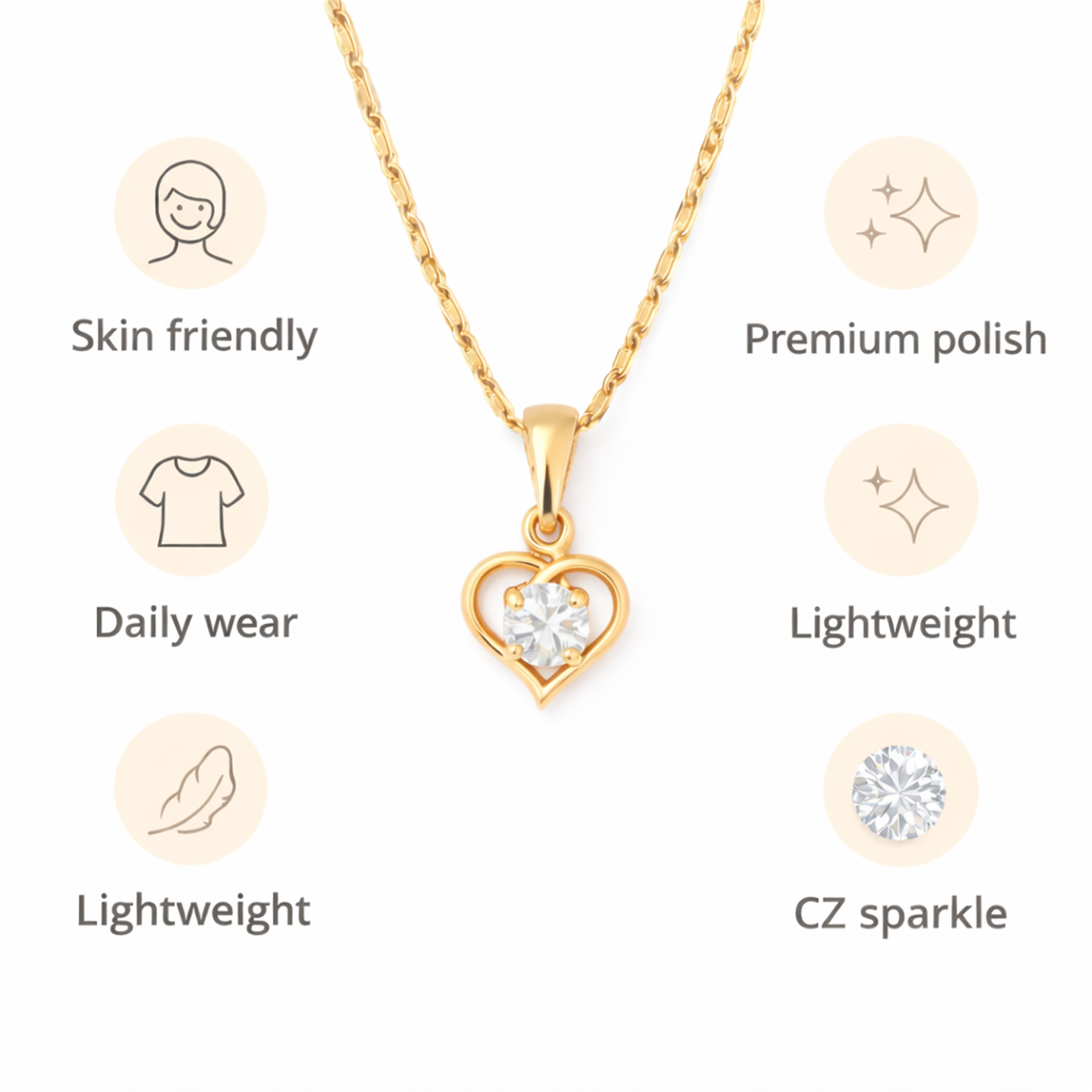 Heart Shape Chain Pendant Set