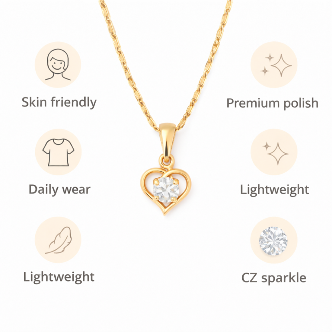 Heart Shape Chain Pendant Set