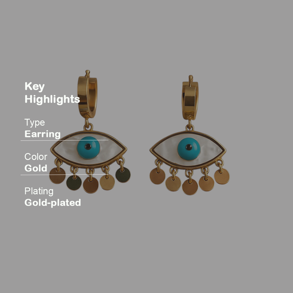 18k Gold Evil Eye Hoop Earrings