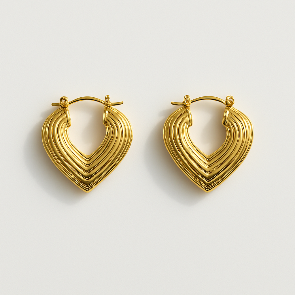 18k Gold Adorable Heart hoop Earrings