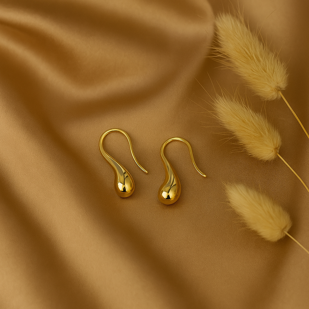 18k Gold Water Drop Earrings