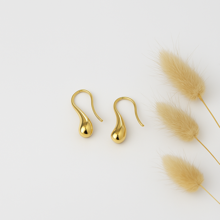 18k Gold Water Drop Earrings