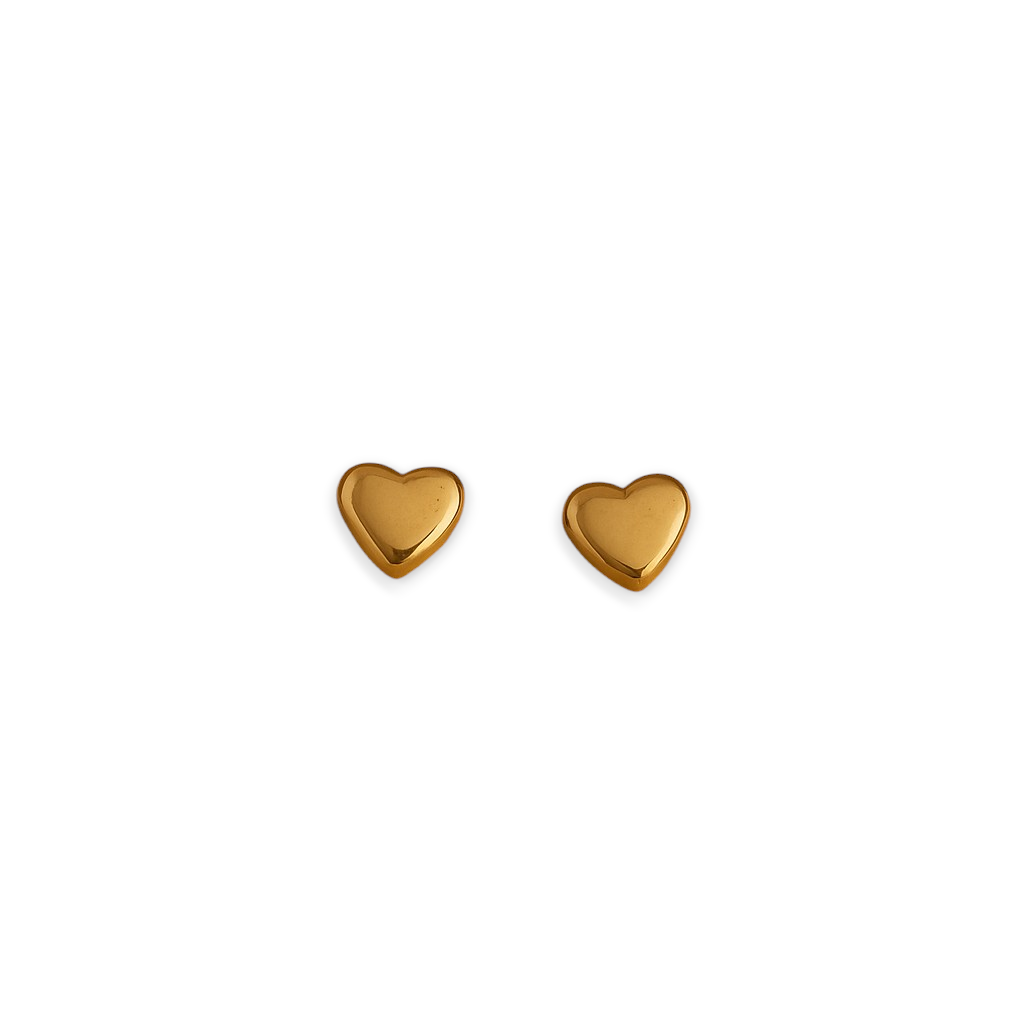 18k Gold Heart Stud Earrings