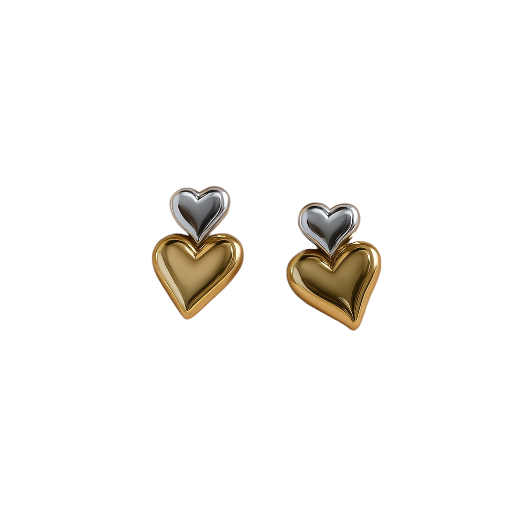 Double Heart Stud Earrings