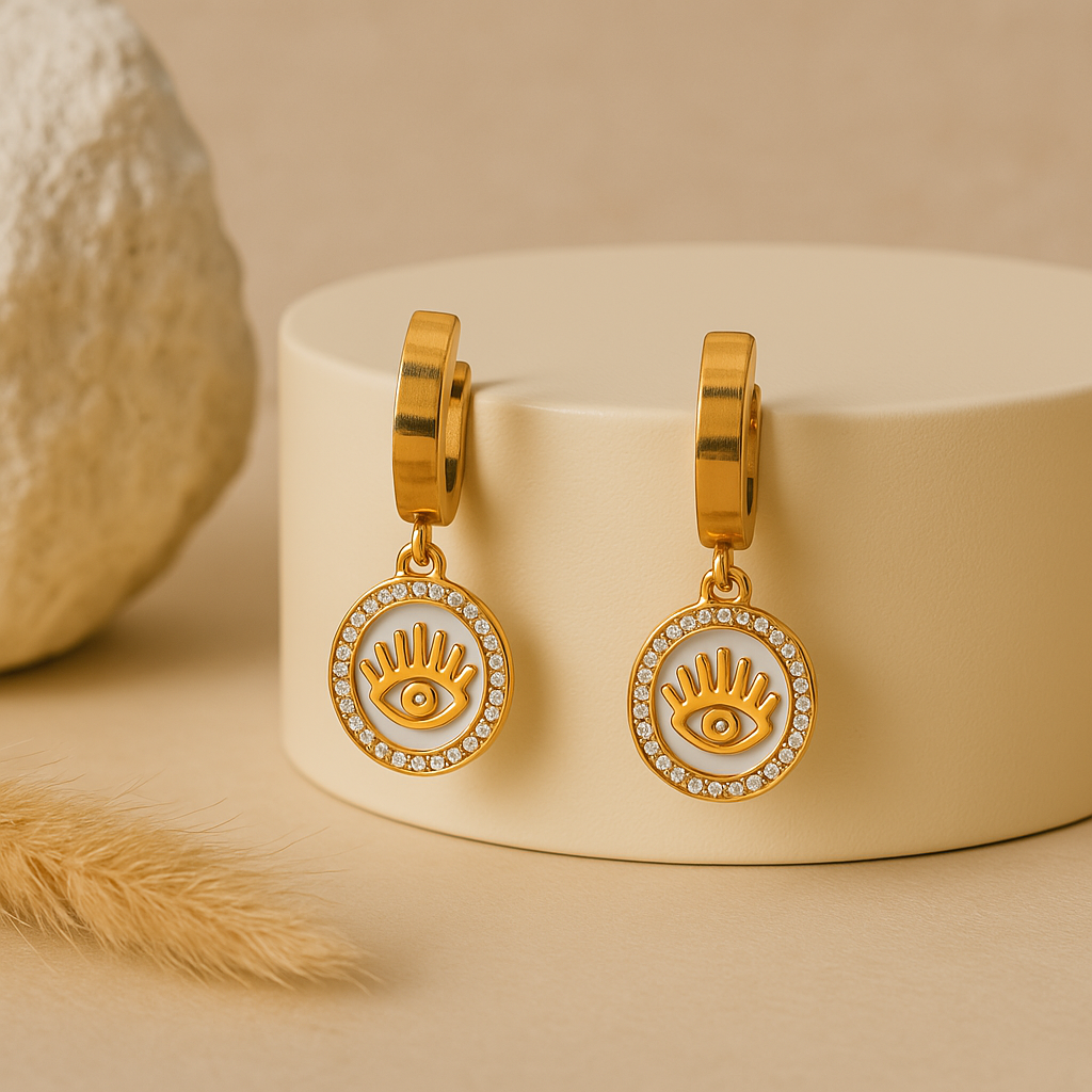 Evil Eye 18k Gold Hoop Earrings