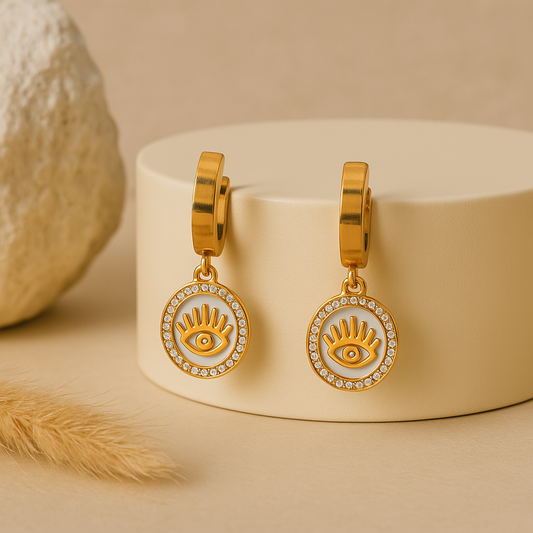 Evil Eye 18k Gold Hoop Earrings