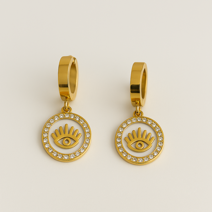 Evil Eye 18k Gold Hoop Earrings