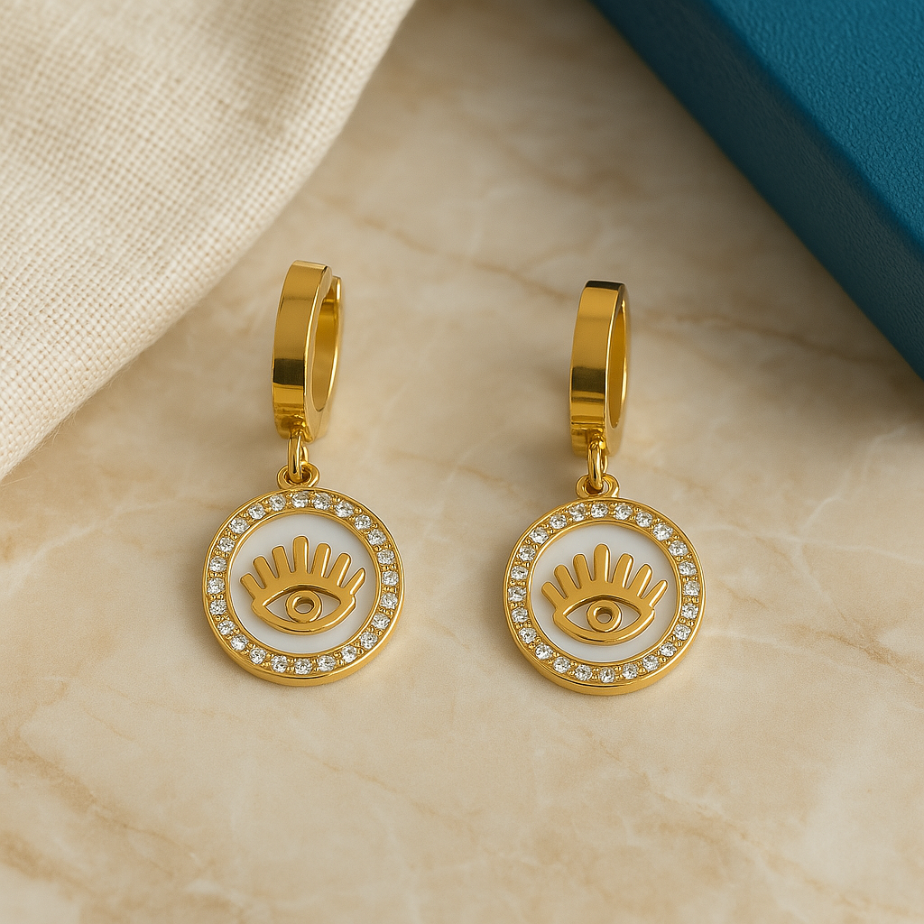 Evil Eye 18k Gold Hoop Earrings