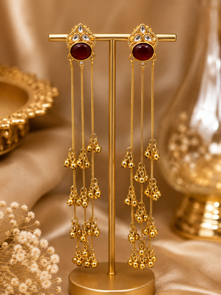 Kashmiri Kundan Tassel Ghungroo Dangler Earrings