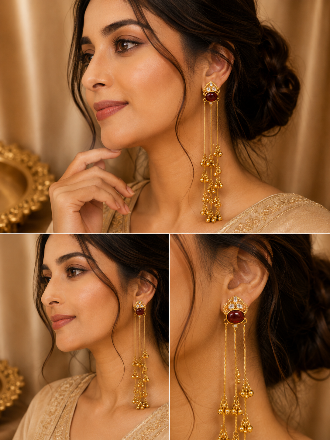 Kashmiri Kundan Tassel Ghungroo Dangler Earrings