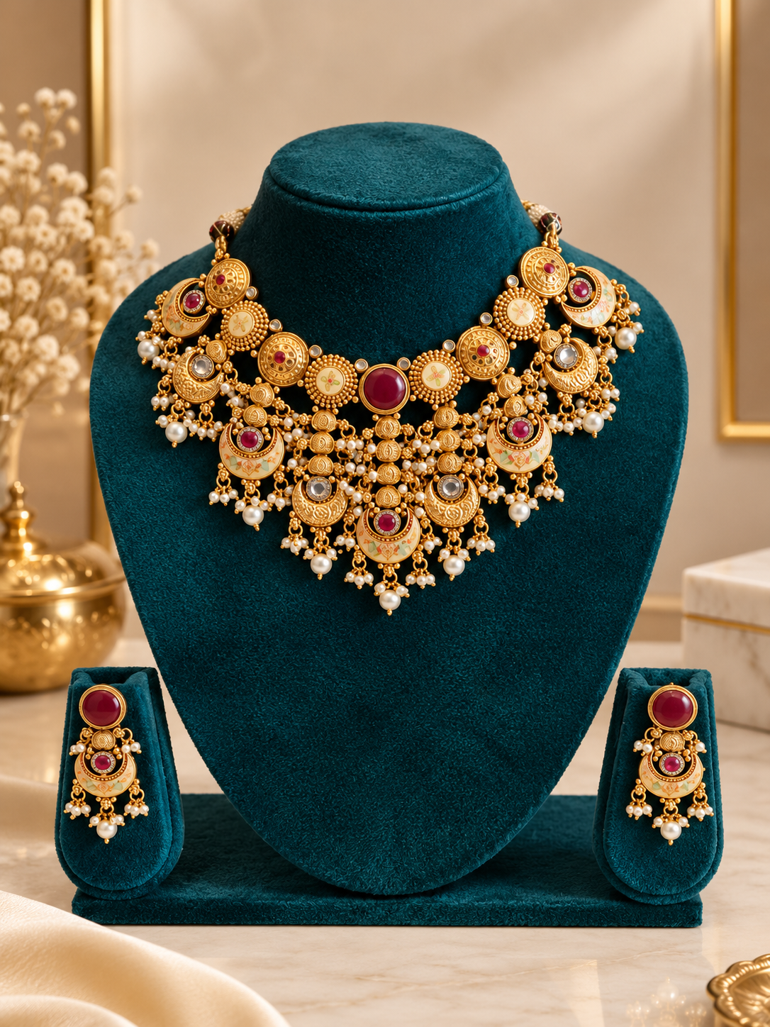 Royal Meenakari Pearl Heritage Necklace