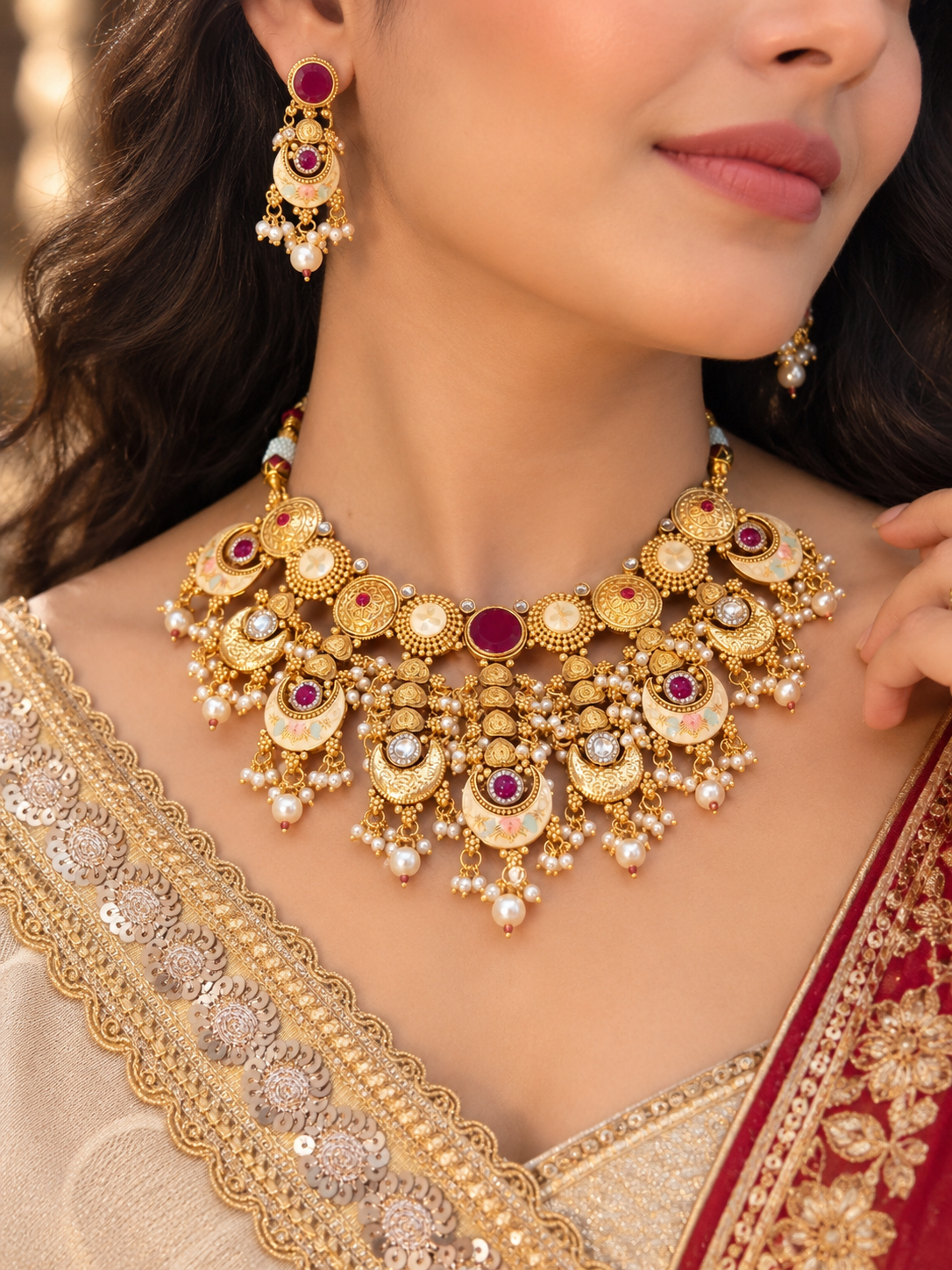Royal Meenakari Pearl Heritage Necklace