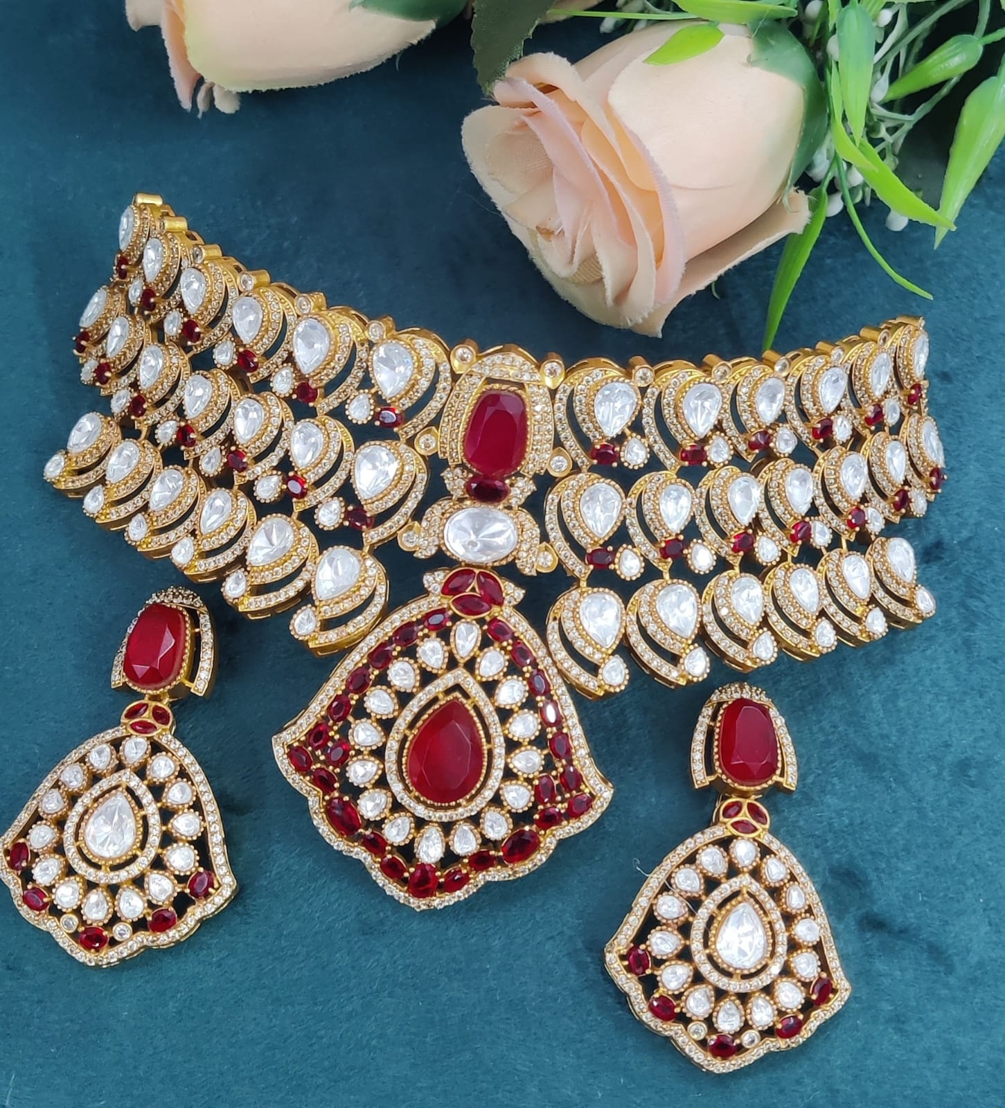 Royal Ruby Kundan Necklace Set