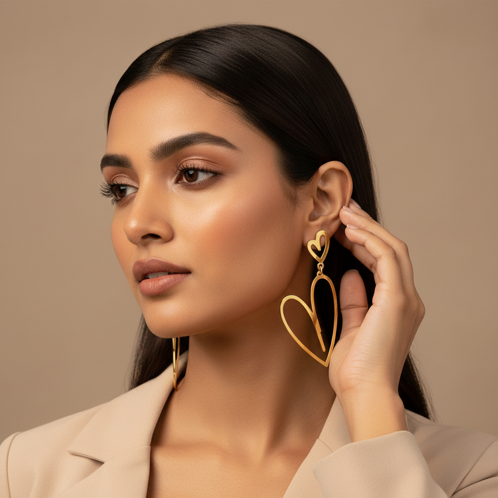 Dual Heart Stud Earrings