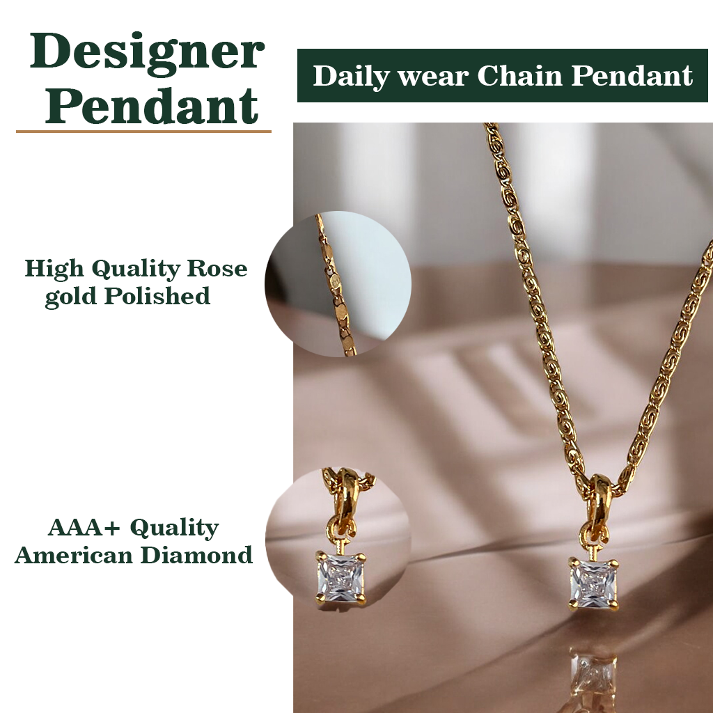 Princess Cut Chain Pendant Set