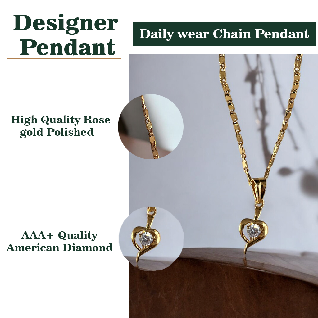 Sharp Heart Chain Pendant Set