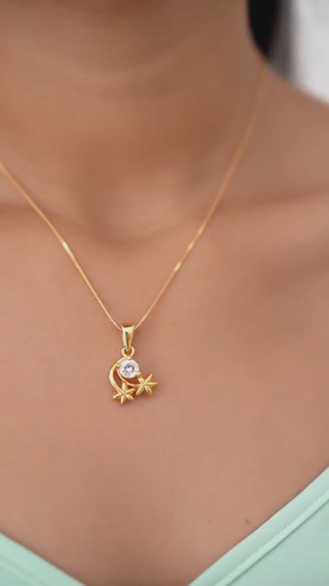 Flower Drop Chain Pendant Set